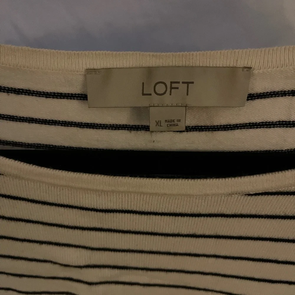 LOFT Black and Cream Striped Top - Picture 2 of 3